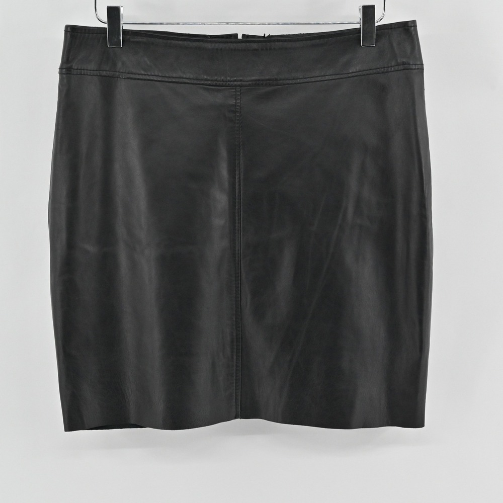 Vera Pelle Pencil Mini Skirt Womens Size 42 Black Genuine Leather Made in Italy